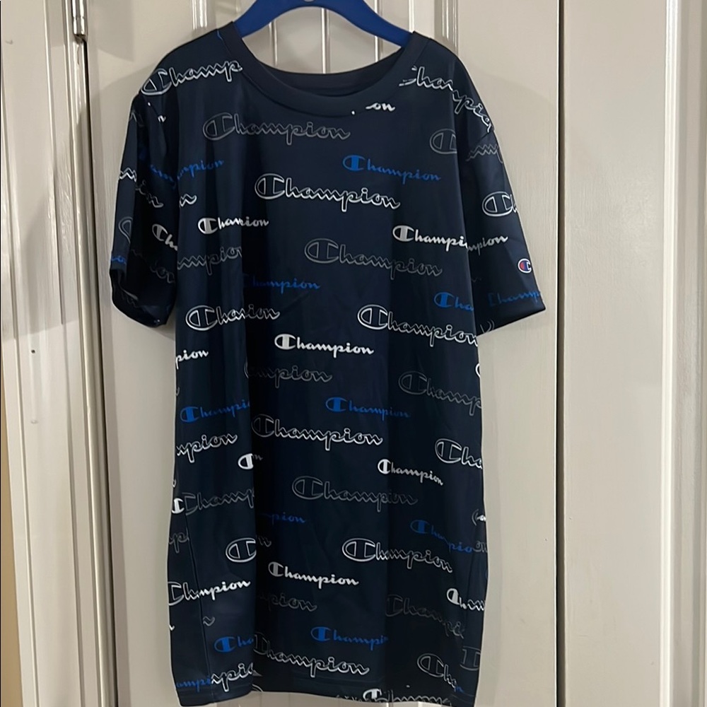 Champion Blue Short Sleeve Tee with Iconic Logo